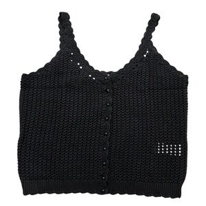 J. Crew Crochet Cropped Button Up Tank Black XXL